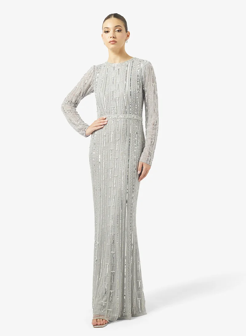 Amelia Rose  Embellished Long Sleeve Maxi Dress for Women | Best Price UAE